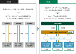 図表9-5 クロスボーダープーリングの導入前と導入後の資金の流れの比較