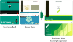 Passbooks of SMBC, before and after the merger