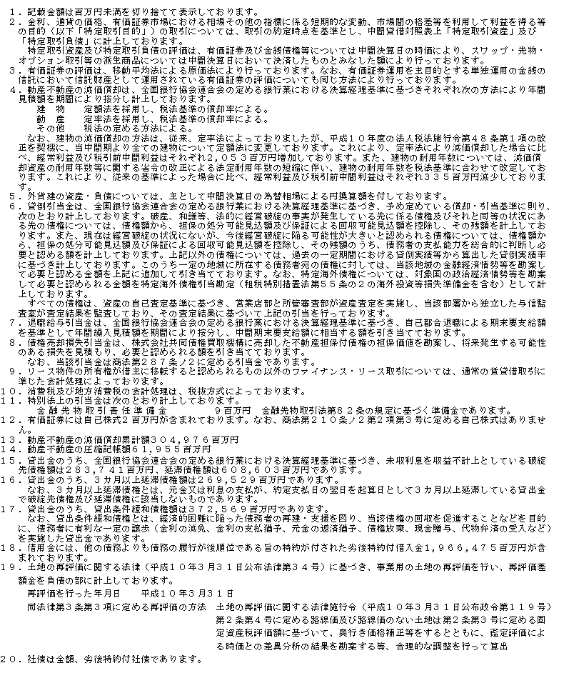 中間貸借対照表関係